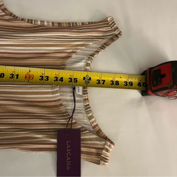 LASCANA Striped Flowy Tiered Sleeveless A-Line Summer Dress Beige 38 - Picture 10 of 15